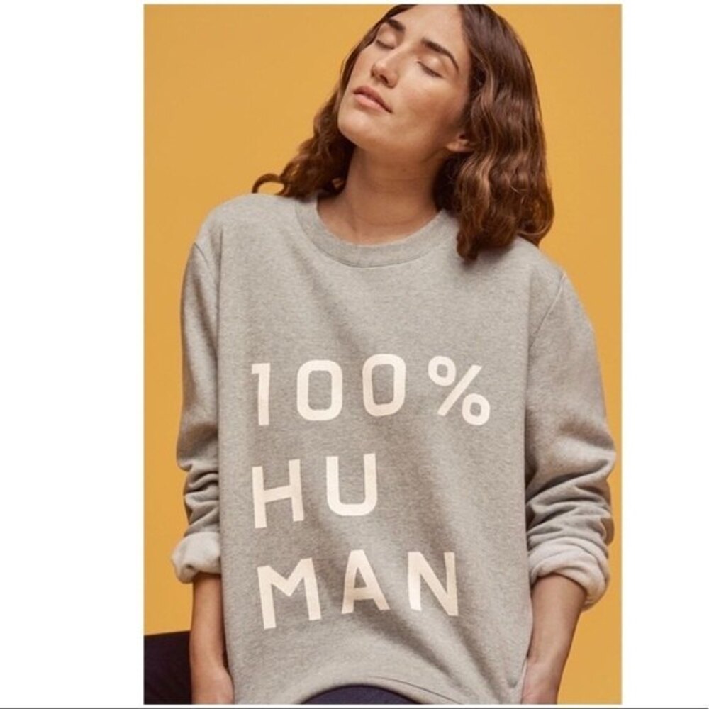 Everlane The 100% Human Typography Sweatshirt in Heather Grey XXXS NWOT